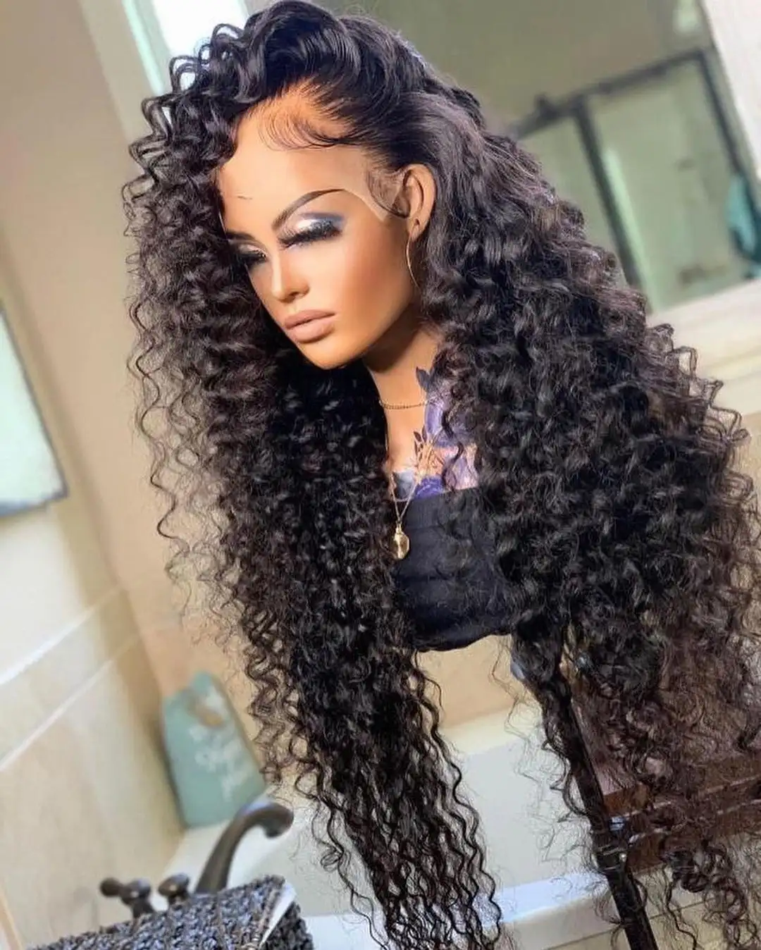 Perruques Lace Front wig ondulées et boucles personnalisées, cheveux brésiliens naturels vierges, Texture HD, haute densité, 12 A, 8-40 pouces, pour femmes noires, livraison gratuite