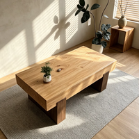 Table basse en bois massif style Wabi-sabi, table à thé en rondins d'arbre antique, table de café simple en bois pour maison d'hôtes, style rétro américain