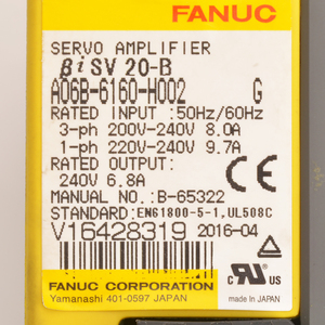 ฟานุค A06B-6160-H002 ตัวควบคุมไดรเวอร์แอมพลิฟายเออร์สำหรับ PLC ควบคุมอุตสาหกรรม RS485 ใหม่และมือสอง - Product Image 1