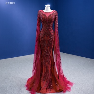 Rsm67383 Bride New Wine <b>Red</b> Mermaid Slim Temperament Diamond Lace Wedding Evening Dress - Product Image 1