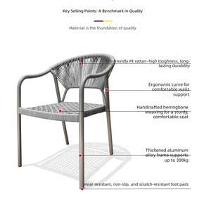 Ensemble <span class=keywords><strong>de</strong></span> table et <span class=keywords><strong>de</strong></span> chaises <span class=keywords><strong>de</strong></span> salle à manger d'hôtel français contemporain, en aluminium pliable, <span class=keywords><strong>6</strong></span> <span class=keywords><strong>places</strong></span>, meubles <span class=keywords><strong>de</strong></span> <span class=keywords><strong>jardin</strong></span> d'extérieur - Product Image 6