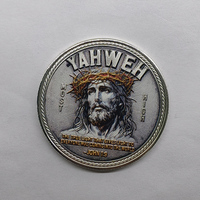 Pièce commémorative personnalisée en métal gravé, religieuse, avec croix de Jésus-Christ, plaquée argent