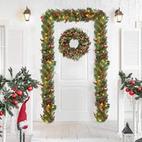 24-Zoll-Weihnachtskränze Weihnachtskränze für Eingangstür mit Kugeln Ornamente künstlicher Weihnachtskränz für Outdoor-Festtagsdekoration