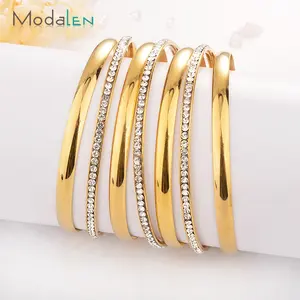 Modalen Phẫu Thuật Thép Nhiều Rhinestone 18K Vàng Bangle Cuff Bracelet