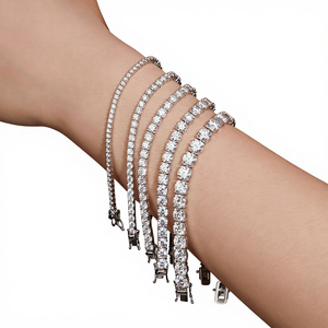 Pulsera de tenis de moissanita de 2/3/4/5/6.5mm, plata S925, color D, VVS, chapada en oro de 18K, joyería hip hop unisex con incrustaciones, certificada GRA - Product Image 1