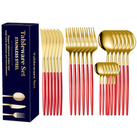 Lot de 24 couverts de luxe or et argent en acier inoxydable 410 (couteaux, fourchettes, cuillères) pour mariage et traiteur