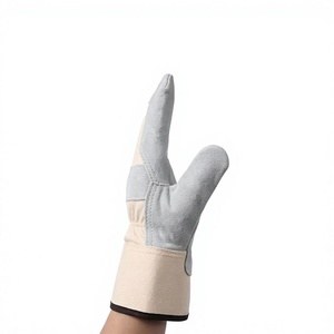 Gants de travail en cuir de vachette pleine fleur de qualité supérieure, dos en tissu de coton perforé, résistants à la chaleur, avec manchette de sécurité industrielle, certifiés CE, 11 oz - Product Image 3