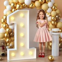 Grande Décoration Lumineuse Géante de 1,20 m en Plastique pour Intérieur, Chiffre 1, pour Fête, Premier Anniversaire, Mariage, Garçon Fille, Un An, Design Détachable