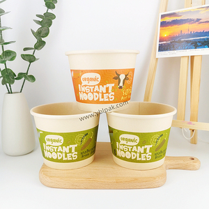 Xiamen personalizzabile tazza biodegradabile Ramen zuppa di carta ciotola con foglio di alluminio coperchio Noodle Cake contenitore con termosaldatura coperchio - Product Image 1