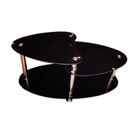 Table basse ovale moderne en verre trempé, meuble de salon, de forme ovale, Table basse