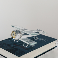 Noble fabricant cristal avion avion horloge cadeau d'affaires Logo personnalisé bureau bureau décoration trophée prix artisanat à la main