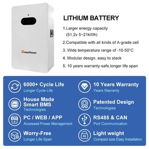 Batterie solaire GreenPower 48V 300Ah 15KWH, batterie lithium Power Wall 15kw, système d'énergie domestique au sol LFP - Product Image 1