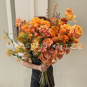 ดอกไม้ประดิษฐ์ ก้านเดี่ยว สีส้ม ทำจากผ้าไหม PU ดอกไม้สบู่ สำหรับงานแต่งงาน ตกแต่งบ้านภายนอก น้ำหนัก 50 กรัม - Product Image 2