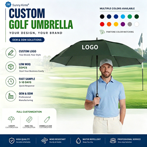 Parapluie de <span class=keywords><strong>golf</strong></span> noir à double auvent ventilé, <span class=keywords><strong>prix</strong></span> usine, logo personnalisé, poignée en EVA, tissu pongé 190T, armature en fibre de verre, idéal pour les voyages et les cadeaux - Product Image 1