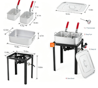 Friteuse à poisson extérieure au propane en aluminium de 58 000 BTU, 18 Qt. Capacité : 2 paniers intérieurs, couvercle, intérieur nano-enduit