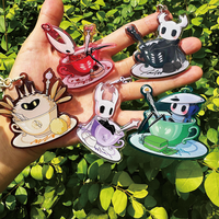 Porte-clés en acrylique transparent personnalisé avec impression d'anime, paillettes, charme de dessin animé, porte-clés artisanal en acrylique