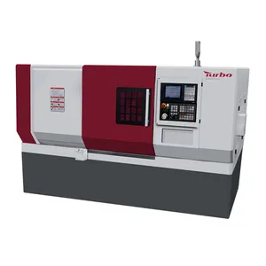 Máquina de torno CNC para metal com cama inclinada, bomba de refrigeração hidráulica de 8 posições 370w, 100 servo turretas