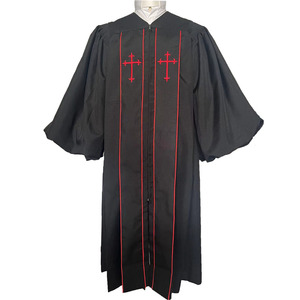 Túnica Clásica de Coro <span class=keywords><strong>para</strong></span> <span class=keywords><strong>Bautizo</strong></span> de Adultos <span class=keywords><strong>para</strong></span> Uso en Iglesia, 100% Poliéster Terciopelo, Manga Larga, Unisex, Vestido Personalizado con Marca - Product Image 6