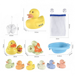 Jouets Montessori MY TOYS, jouets en PVC, bateau flottant cognitif, ensemble de jouets pour baignoire, canard, tortue, motif de dessin animé, logo personnalisé pour bébé, tout-petit - Product Image 1