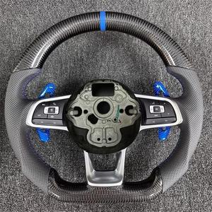 Volante Deportivo de Cuero y Fibra de Carbono en Oferta para Modelos Volkswagen VW Golf 7 <span class=keywords><strong>GTI</strong></span> Golf R MK7 <span class=keywords><strong>Polo</strong></span> <span class=keywords><strong>GTI</strong></span> Jetta con Botón de Claxon - Product Image 1