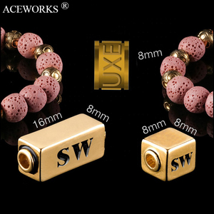 Professinal Manufacturer of 925 Silver Custom Engraved Metal logo <b>Beads</b> Fit <b>Men</b> Gemstone <b>Bracelets</b> - Product Image 3