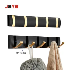 Black And Gold Hook Door Hanger Hook Single Folding Traceless Thickened Hanging Door Back Coat Hat Row Hook