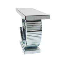 Table console semi-circulaire moderne et élégante en verre à motif écossais, effet miroir argenté scintillant, avec rangement pour salon – Grande Vente, Haute Qualité