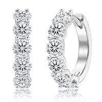 Boucles d'oreilles créoles VVS Moissanite pour femme, bijoux en argent 925 plaqué or blanc 14K, couleur D, Moissanite, diamant simulé, boucles d'oreilles Huggie clous