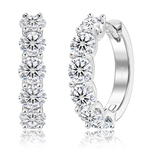 Pendientes de Aro VVS de Moissanita para Mujer, Joyería de <span class=keywords><strong>Plata</strong></span> 925 con Oro Blanco de 14K, Moissanita Color D, Diamante Simulado, Pendientes Huggie - Product Image 1
