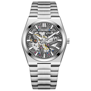 Montre homme décontractée à bracelet en cuir, montre mécanique automatique lumineuse, montre mécanique élégante et tendance - Product Image 2