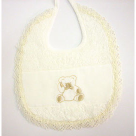Bavaglino in cotone con pizzo DOVE GREY BEAR - Product Image 1
