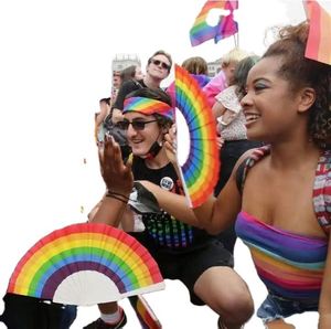 Éventail portable en plastique 23 cm style marin, cadeau d'affaires pour la fête du Mois de la fierté LGBT, motif Arc-en-ciel de la fierté - Product Image 6