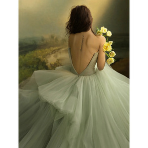 High End Retro Wedding Dress Strapless Tulle Ball Gown Natural Waistline Vintage Style Photography Studio Use - Product Image 2