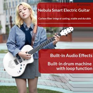 Guitarra Eléctrica Inteligente Natasha Nebula de 6 Cuerdas con Efectos de Sonido Integrados, Acabado Mate de Fibra de Carbono, Modelo para Principiantes, 22 Trastes Activos - Product Image 1