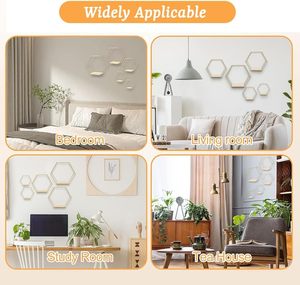 Ensemble de 5 étagères flottantes hexagonales murales, décoration murale moderne, adaptées aux chambres, salons, cuisines et bureaux - Product Image 6