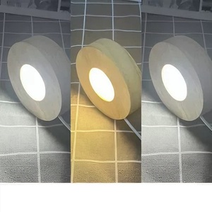 Base de <span class=keywords><strong>lampe</strong></span> LED en bois givré avec chargement USB, mini support rond en bois avec interrupteur tactile pour veilleuse LED 3D DIY, cadeau décoratif - Product Image 5