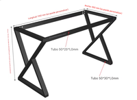 Support de table robuste noir peint adapté à la table à manger, table basse