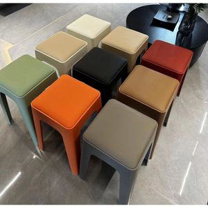 Taburete Cuadrado de Diseño Novedoso, Taburete para Vestidor de Dormitorio, Sillas de Comedor de Plástico Multicolores para el Hogar - Product Image 4