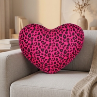 Coussin décoratif moderne en peluche douce à imprimé léopard coloré en forme de cœur pour canapé, lit et salon – OEM