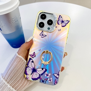 Funda con Anillo de Dedo y Diseño de Mariposa con Láser para <span class=keywords><strong>iPhone</strong></span> 16 Plus, 15 Pro Max, 14 Pro, <span class=keywords><strong>13</strong></span>, con Soporte y Agarre Brillante - Product Image 6