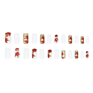 Ongles artificiels de luxe personnalisés de haute qualité Ongles à presser réutilisables Application du doigt <span class=keywords><strong>Faux</strong></span> ongles feuille <span class=keywords><strong>rouge</strong></span> or <span class=keywords><strong>blanc</strong></span> moyen - Product Image 2