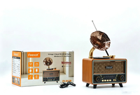 FX-2613B Vintage Plak Çalar Kablosuz Retro BT Hoparlör, Taşınabilir Anten, FM AM SW3 BAND Radyo ve Dış Mekan Kullanımı için Üç Bantlı Çalar