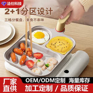 กระทะครอบครัว 3 in 1 รุ่นใหม่ เคลือบหินไมแฟน ป้องกันติดกระทะ สำหรับทำอาหารเช้า สเต็ก และไข่ ขนาด 18.8 ซม. พร้อมด้ามจับ - Product Image 3