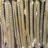 Collier et bracelet en laiton plaqué or 14 carats, style hip-hop, cadeau tendance, vente en gros, maillons cubains texturés en métal, pour femmes et hommes