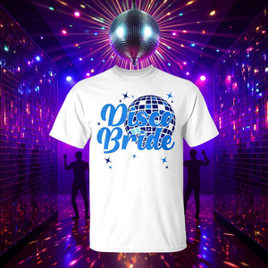 Camiseta Disco Bride blanca unisex para adultos talla mediana para fiesta - Product Image 3