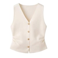 IStapromo, regalos, venta al por mayor, Chaleco de punto con cuello en V y una botonadura para mujer francesa, novedad de verano 2025, Top ajustado