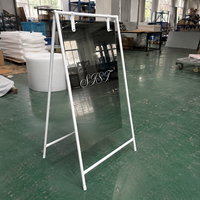 Support de panneau miroir moderne en acier inoxydable, panneau de bienvenue personnalisé en forme de A pour mariage, fête, café, boulangerie, salon de coiffure, décoration