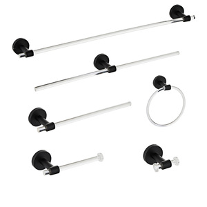 Saint Ruijia Transparent Acrylic Towel Rack Set Wall Mounted Black 550 Series Bathroom <b>Accessory</b> - Product Image 1