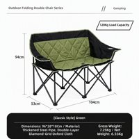 Chaise pliante double d'extérieur, pour camping, pique-nique, loisirs, portable, rembourrée en coton, tissu Oxford 600D, chaise longue pour balcon, cour