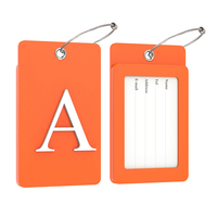 Étiquettes de bagages en PVC à prix d'entrepôt, 26 lettres initiales personnalisables, étiquettes d'identification pliables avec boucle en acier inoxydable